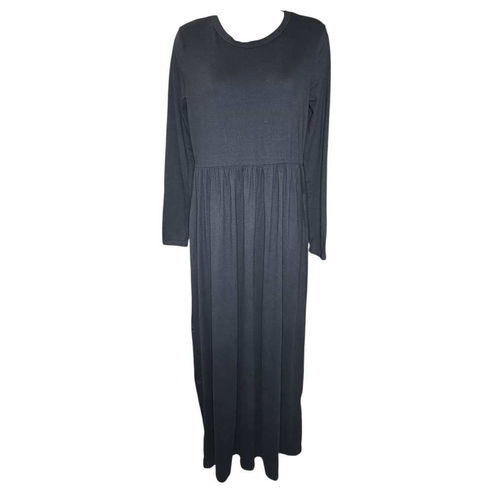 Reborn J Wom LG Black Long Sleeve Maxi Dress Basic Capsule Wardrobe Fall Winter